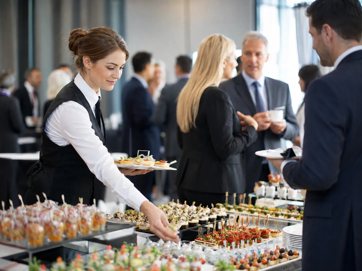 Service corporate par notre équipe de maîtres d'hôtel lors d'un événement d'entreprise à Lyon